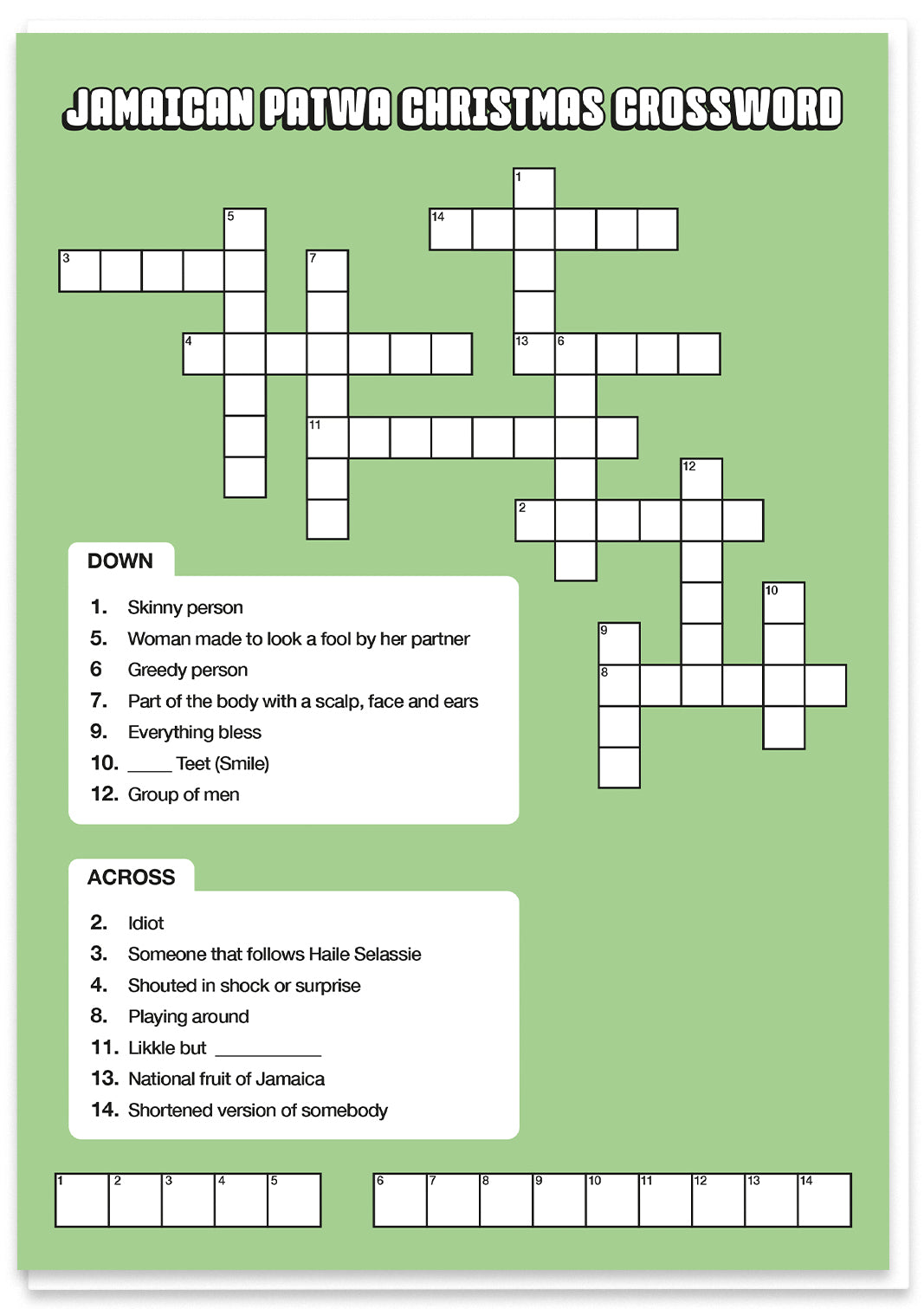 Jamaican Patwa Christmas Crossword Hood Greetings Jamaican Patwa Christmas Crossword Hood Greetings